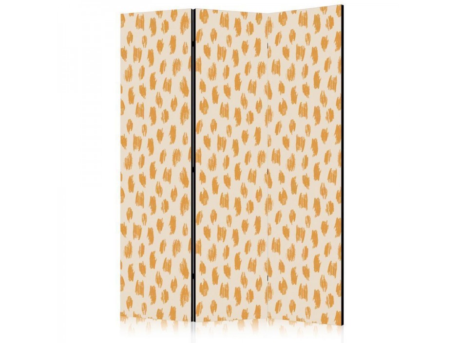 Paravent - Drawn Pattern in Spots and Dots in Shades of Orange and Ecru