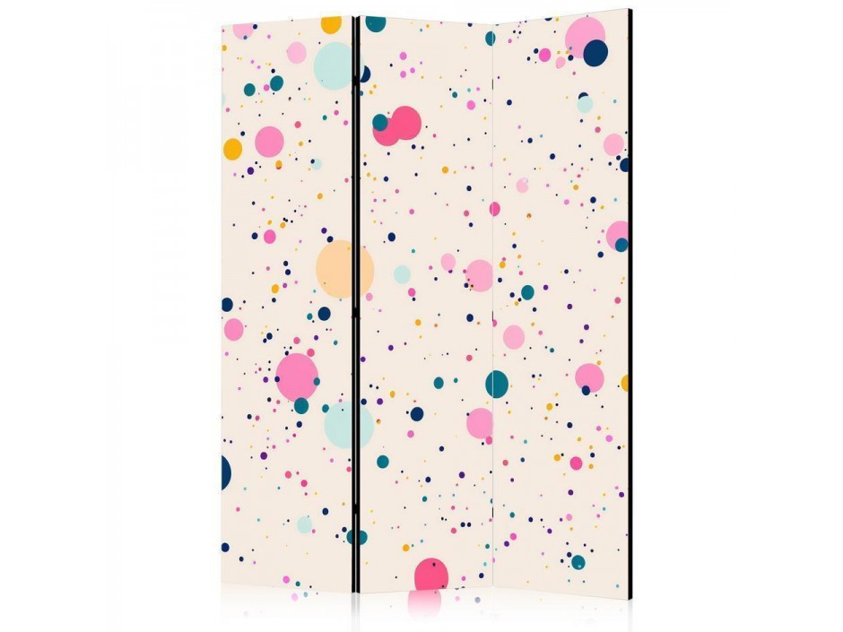 Paravent - Dots - Spots and Splashes Multicolored - Cheerful Pattern on a Light Pink Background