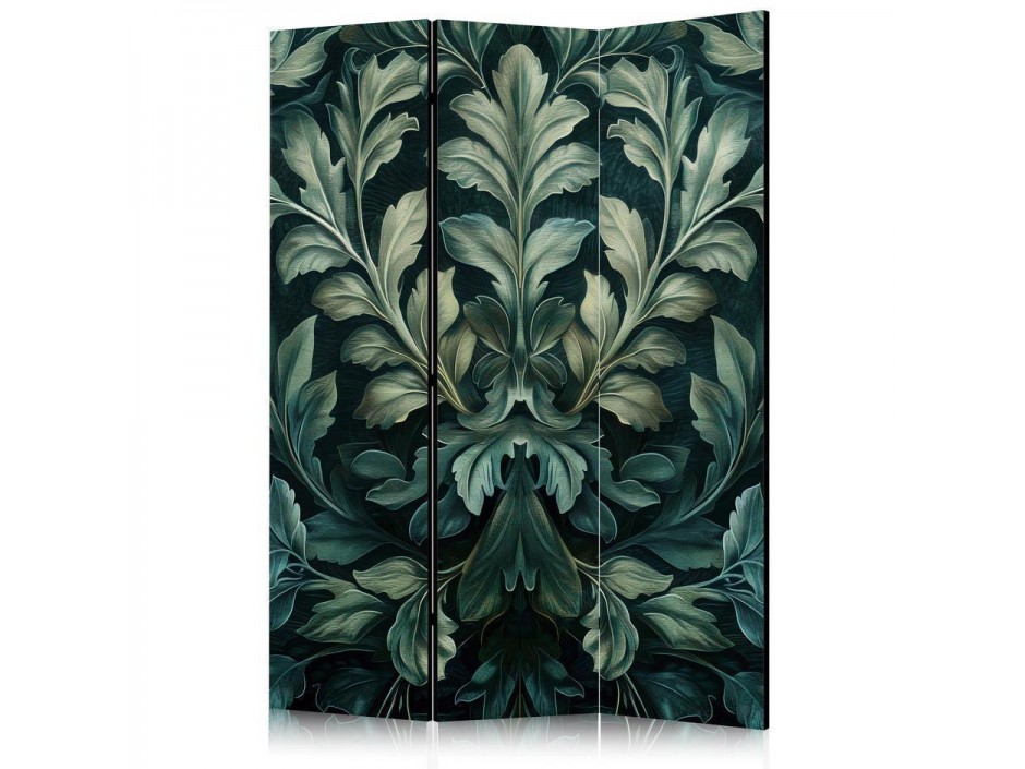 Paravent - Dark Green Victorian Leaves - Botanical Carved Composition