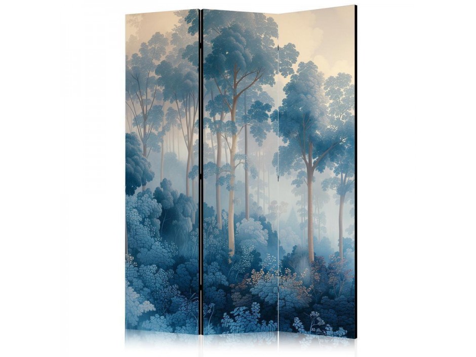 Paravent - Landscape With Trees in Illustration Style Fairy Blue Forest