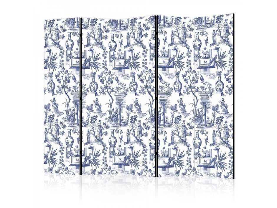 Paravent - Rome and Botany - Blue Pattern with a Greek and Plant Motif