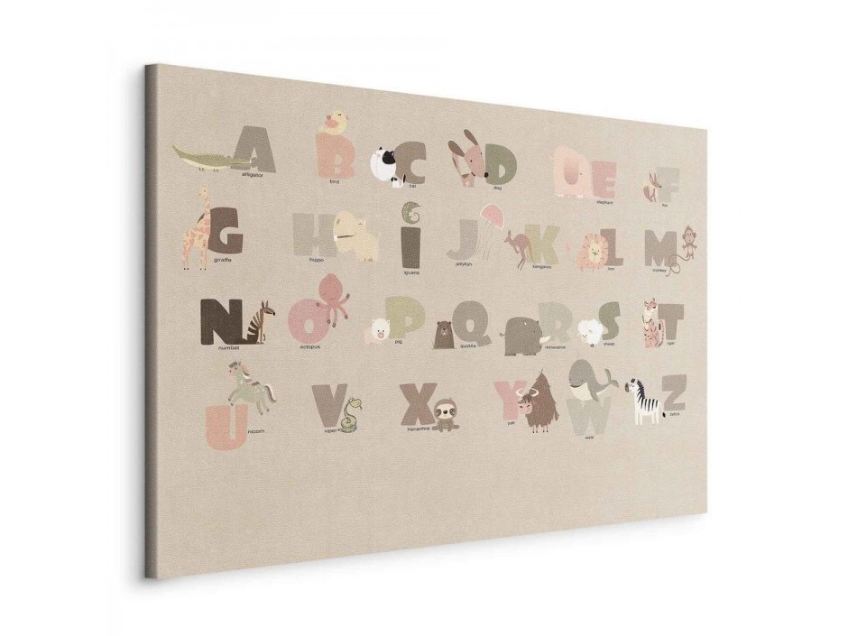 Tableau - Alphabet at the Zoo - Joyful Animals and Their Names on a Beige Background