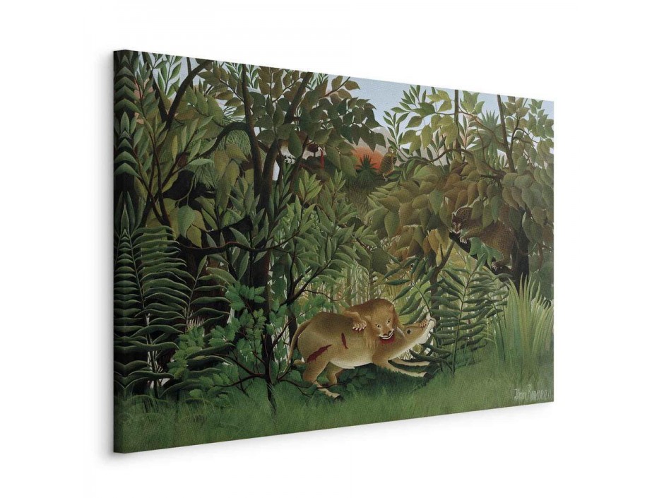 Tableau - Le Lion ayant faim se jette sur lAntilope (Henri Rousseau)