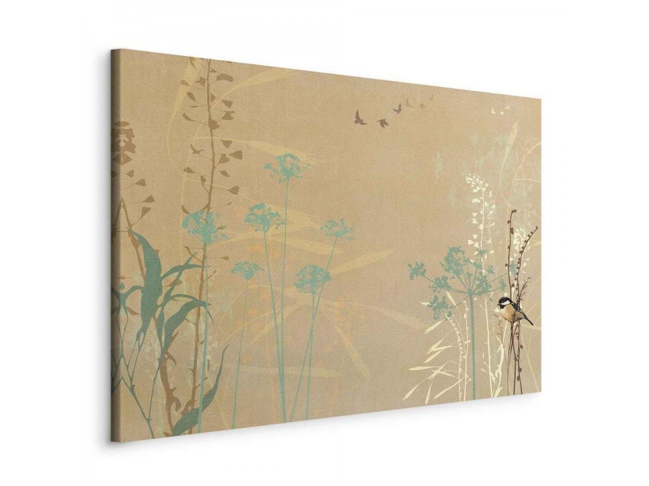 Tableau - Tiny Bird - Colorful Grasses in Golden Shades of Sunset