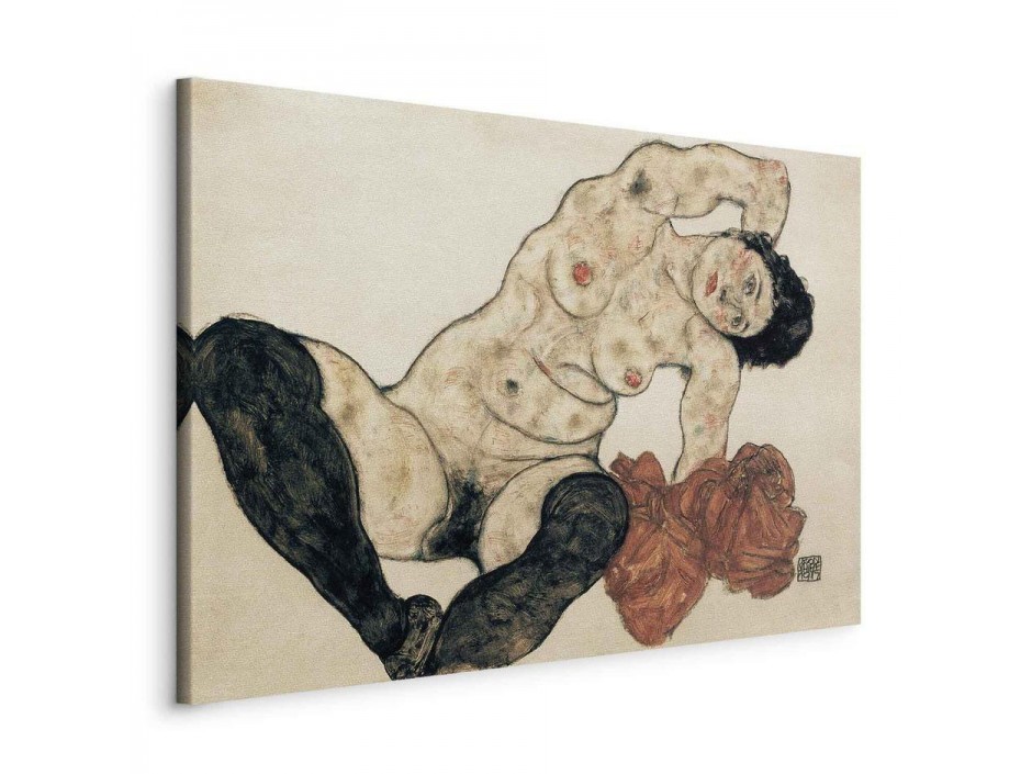 Tableau - Liegender Akt mit gelbem Handtuch (Egon Schiele)