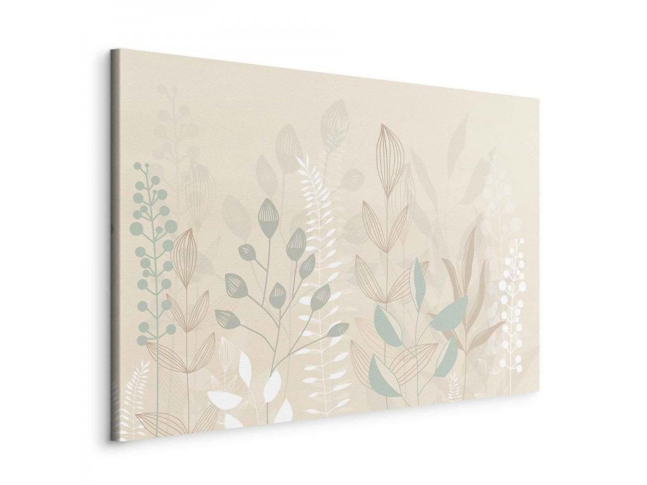 Tableau - Morning in the Meadow - Various Pastel Plants on a Beige Background