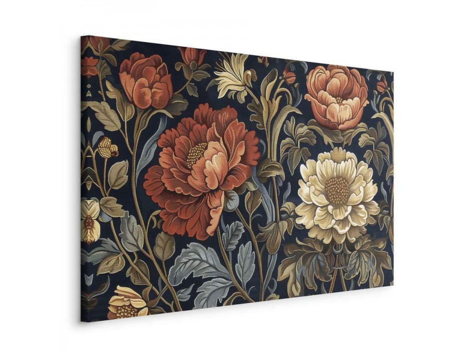 Tableau - Tapestry Large Flowers Retro Floral Motif in Kilim Style