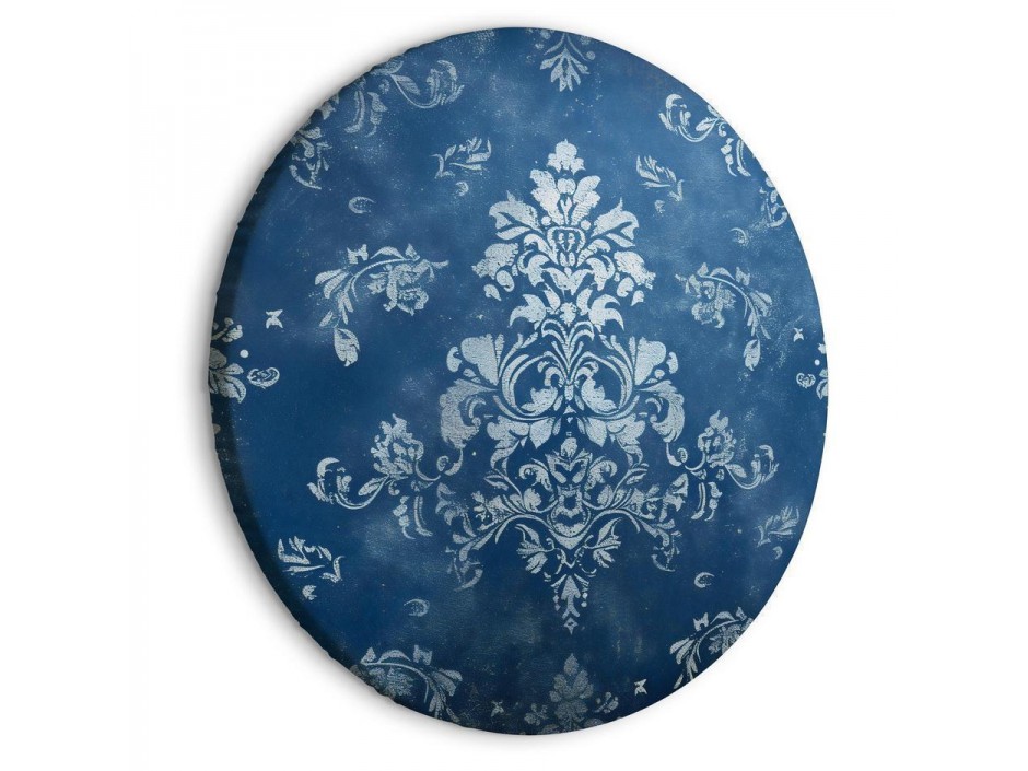 Tableau rond - Retro Ornament: Decorative Motif in Worn Blues