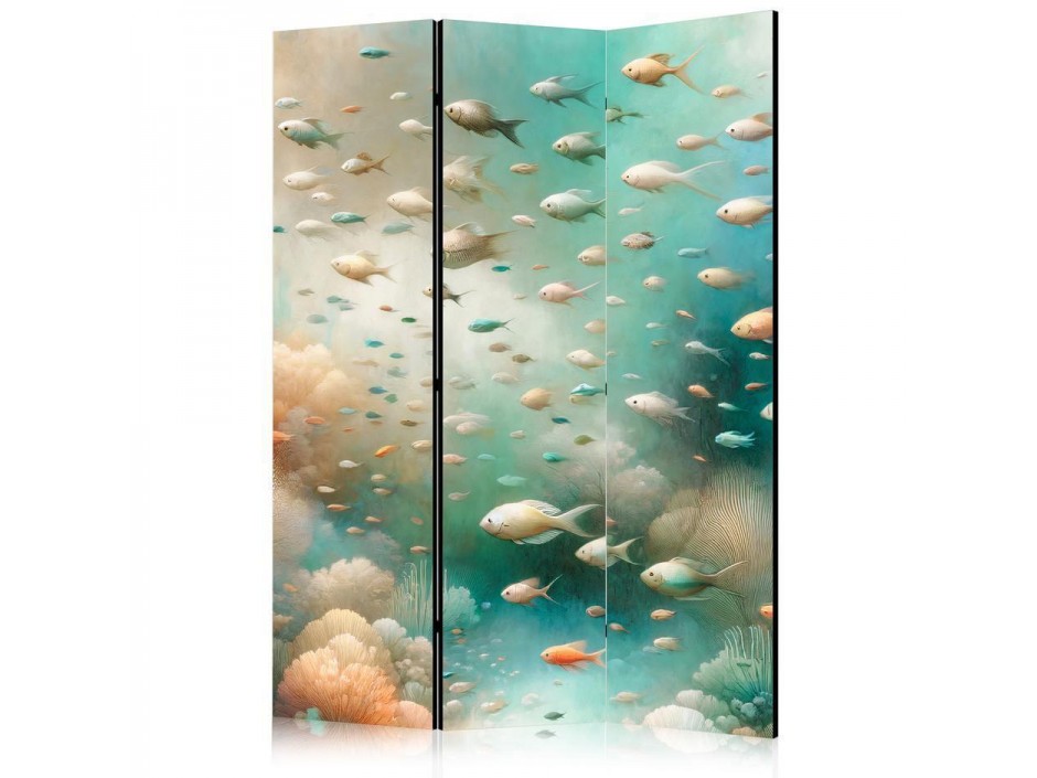 Paravent - Spectacular Underwater Landscape - Fish in an Underwater World in Turquoise Blue Beige and Delicate Orange Co