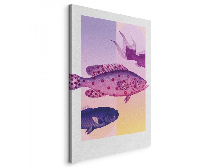 Tableau - Fish in Pastels - Stylized Fish Against Gradient Shapes