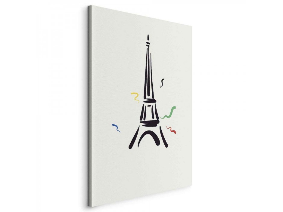 Tableau - Black Graphic Drawing of the Eiffel Tower on a Cream Background