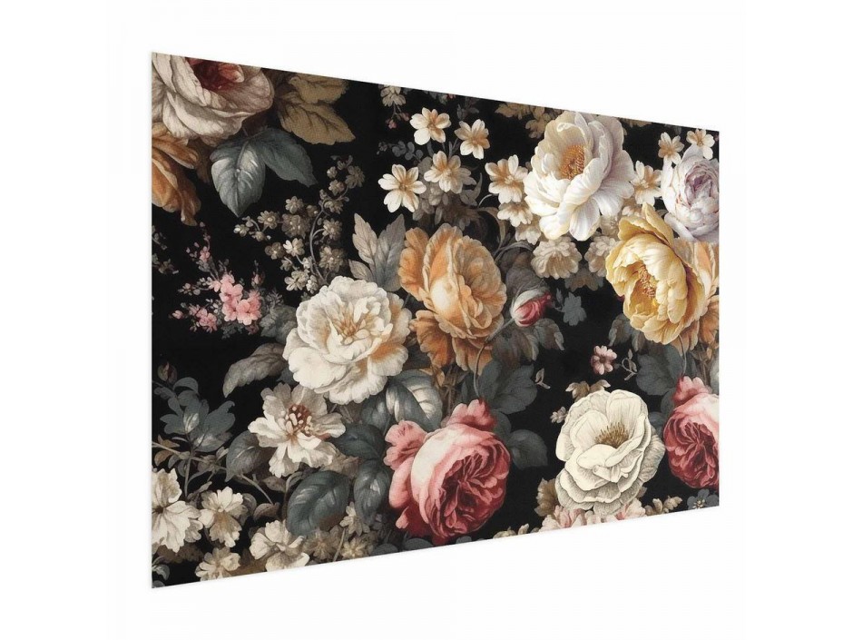 Poster - Colorful Flowers on a Black Background