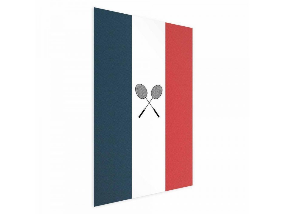 Poster - French Flags and Black Badminton Rackets