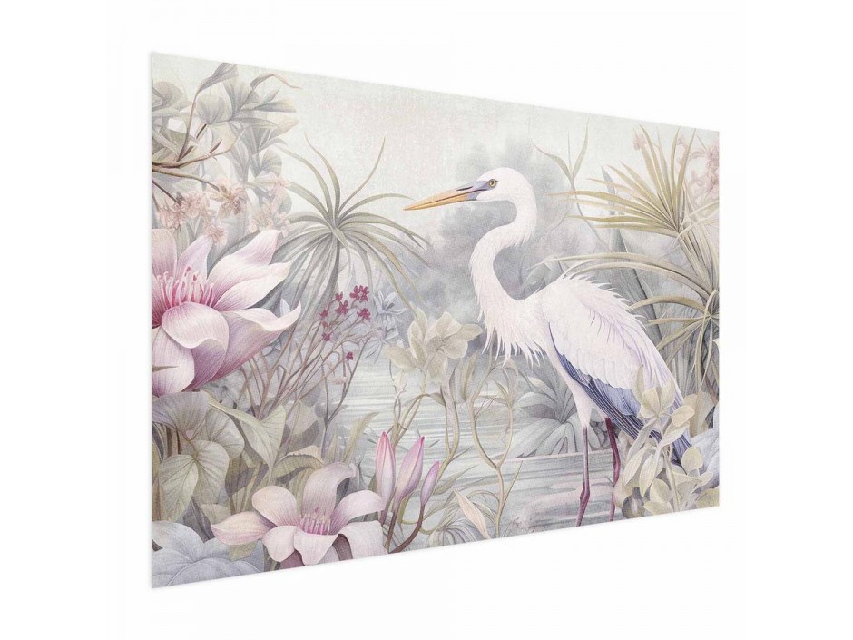 Poster - Heron Wading in a Pond - illustration in light colors