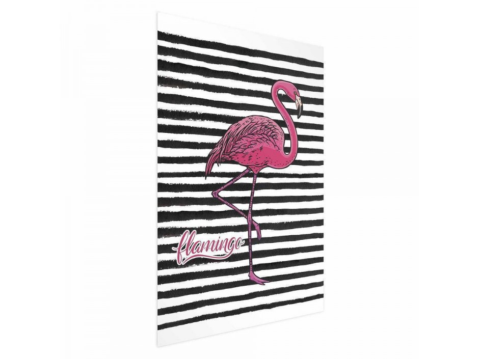 Poster - Black Stripes and Flamingo