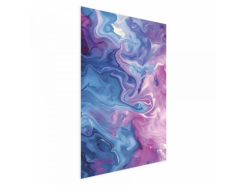 Poster - Night Flows - abstract waves in shades of blue and purple