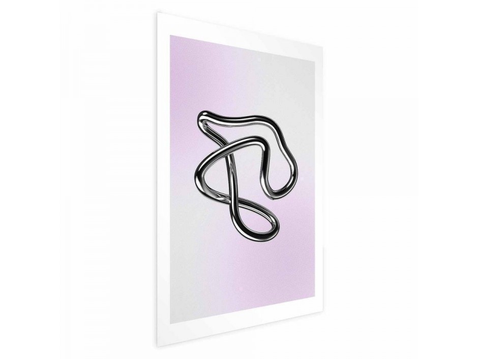 Poster - Silver Intricacies - fluid metallic figure on a gradient background