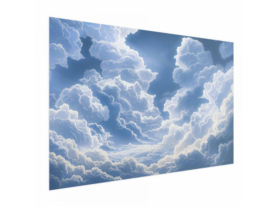 Poster - Blue Sky Breaking Through White, Fluffy Clouds