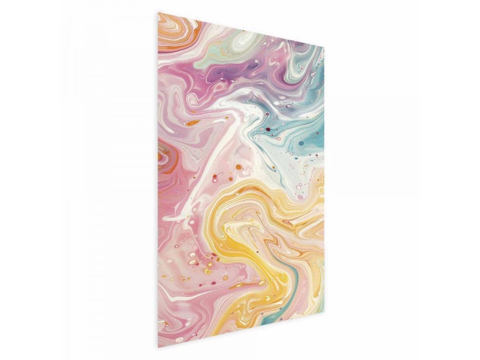 Poster - Colorful Chaos - dynamic shapes in shades of pink, yellow, and blue