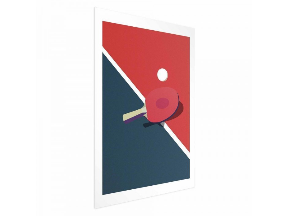 Poster - Table Tennis - Ball and Racket on a Table