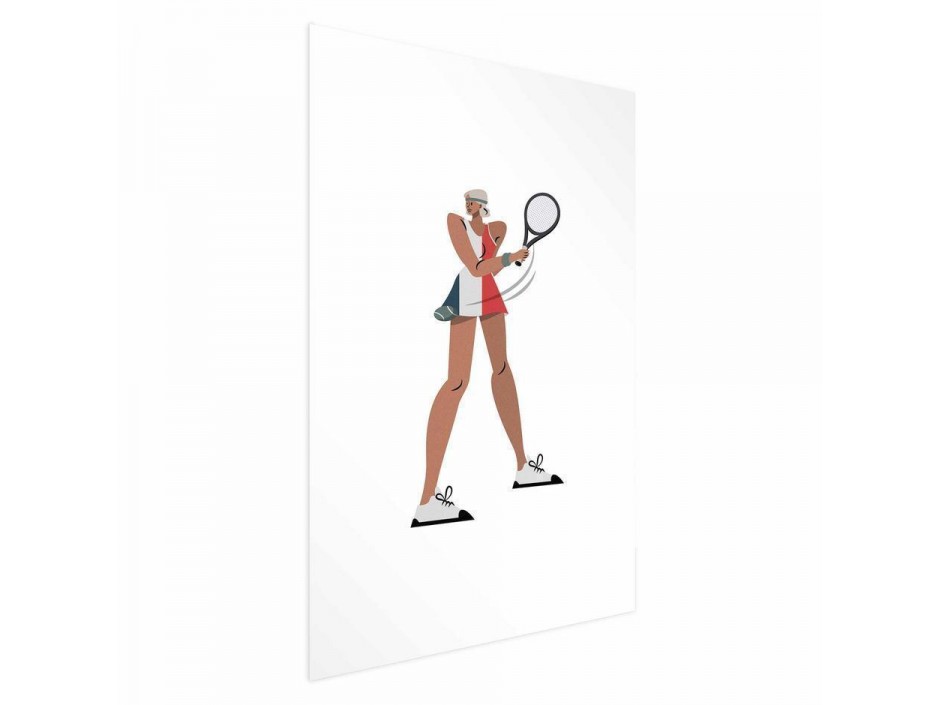 Poster - Tennis Player with a Racket on a White Background - Illustration