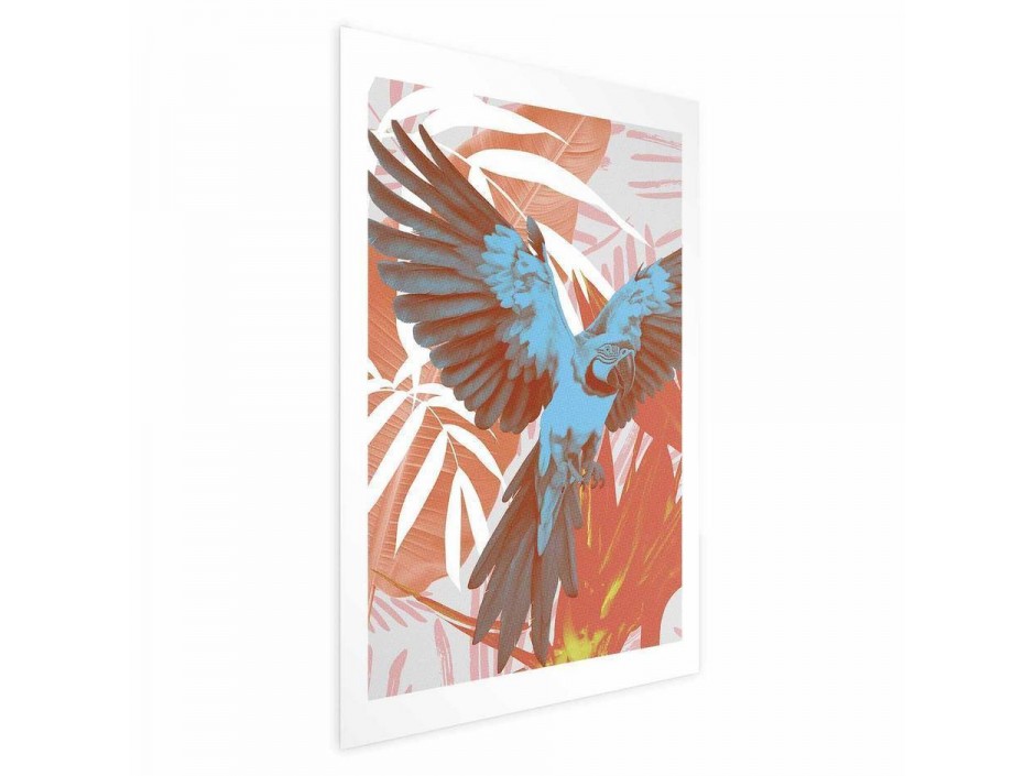 Poster - Exotic Wings - parrot among abstract leaf patterns