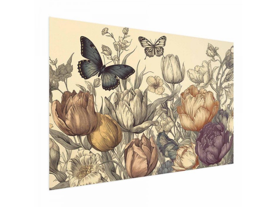 Poster - Colorful Tulips on a Cream Background