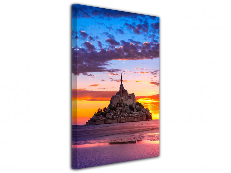 Tableau déco toile Coucher de Soleil sur le Mont Saint-Michel