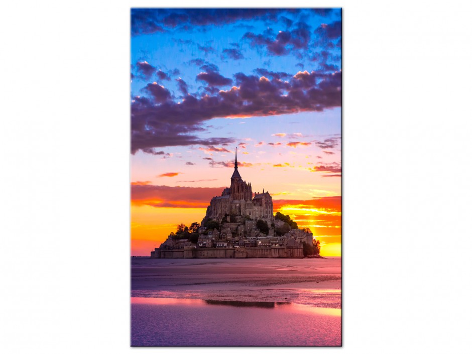 Tableau déco aluminium Coucher de Soleil sur le Mont Saint-Michel