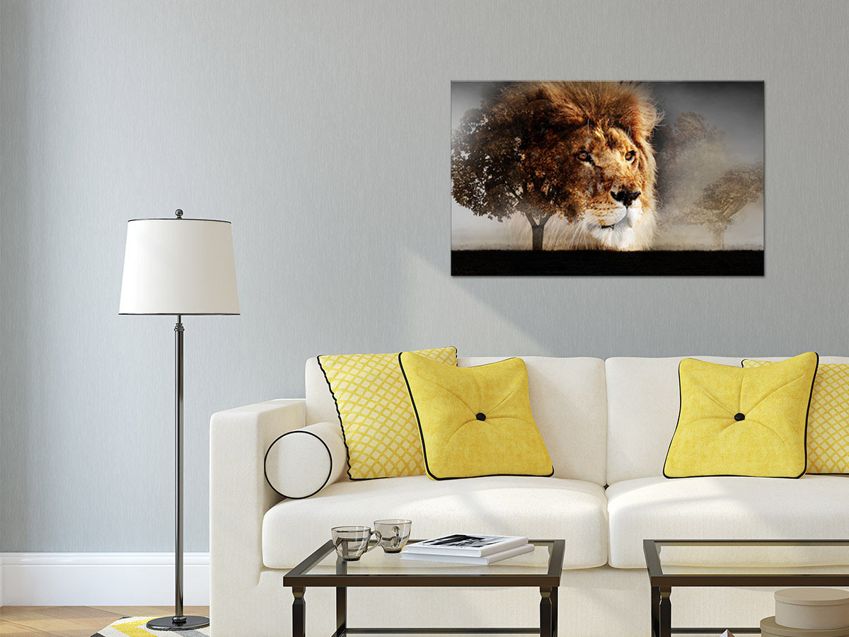 Grand tableau lion photo sur toile imprimée - Prix bas sur Declina
