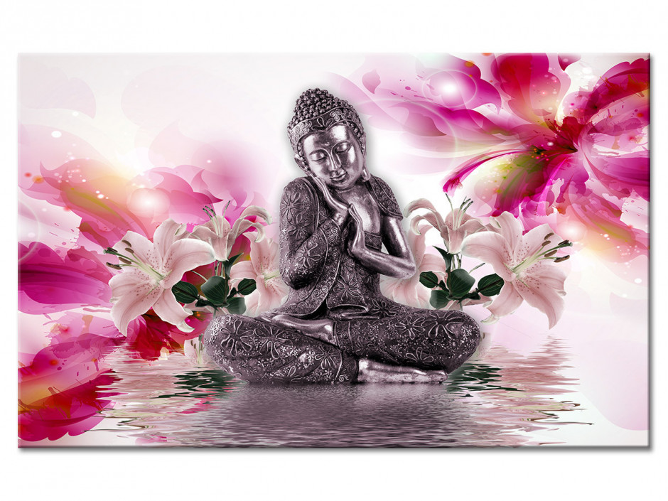 Tableau toile ambiance zen déco bouddha et fleurs sur Declina